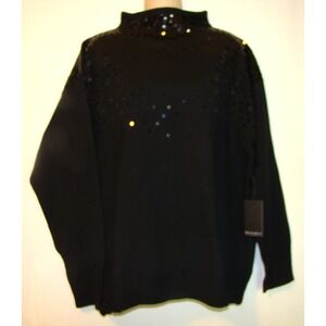 NEW Eloquii Womens Plus Black Sequin Knit Sweater Top Size 18/20   A121